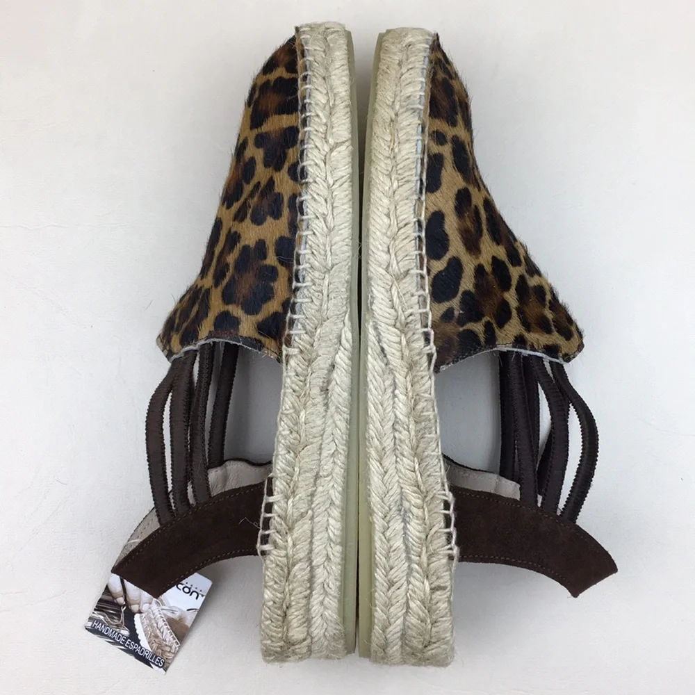 Picon Leopard Leather Handmade Espadrilles NWT